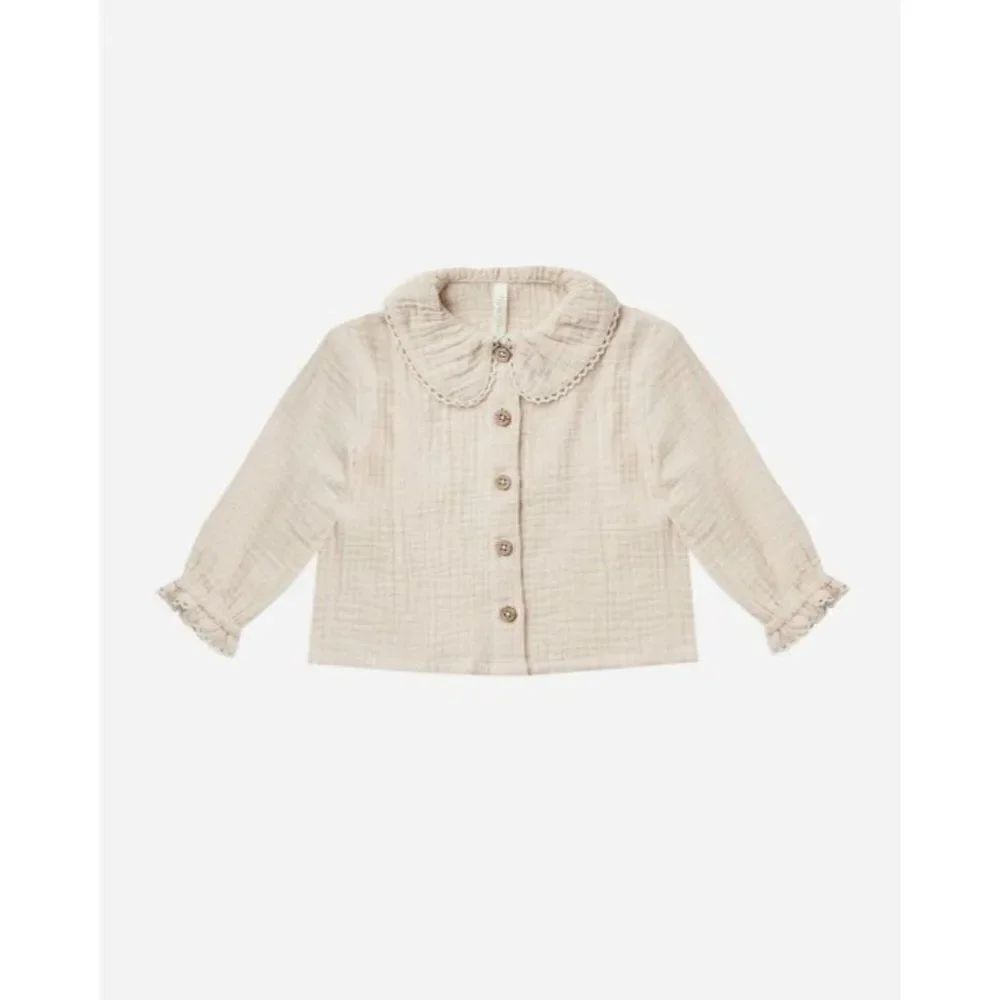 NWT! Rylee + Cru Stone Oversized Collar Blouse, Size 6-12M